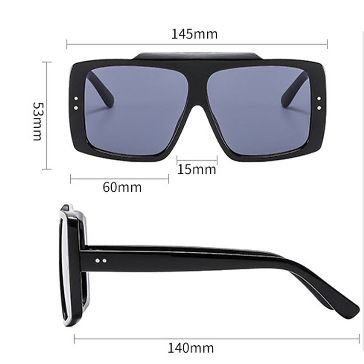 FLAT TOP STUDDED FRAME SUNGLASSES UNISEX_CWASG1178