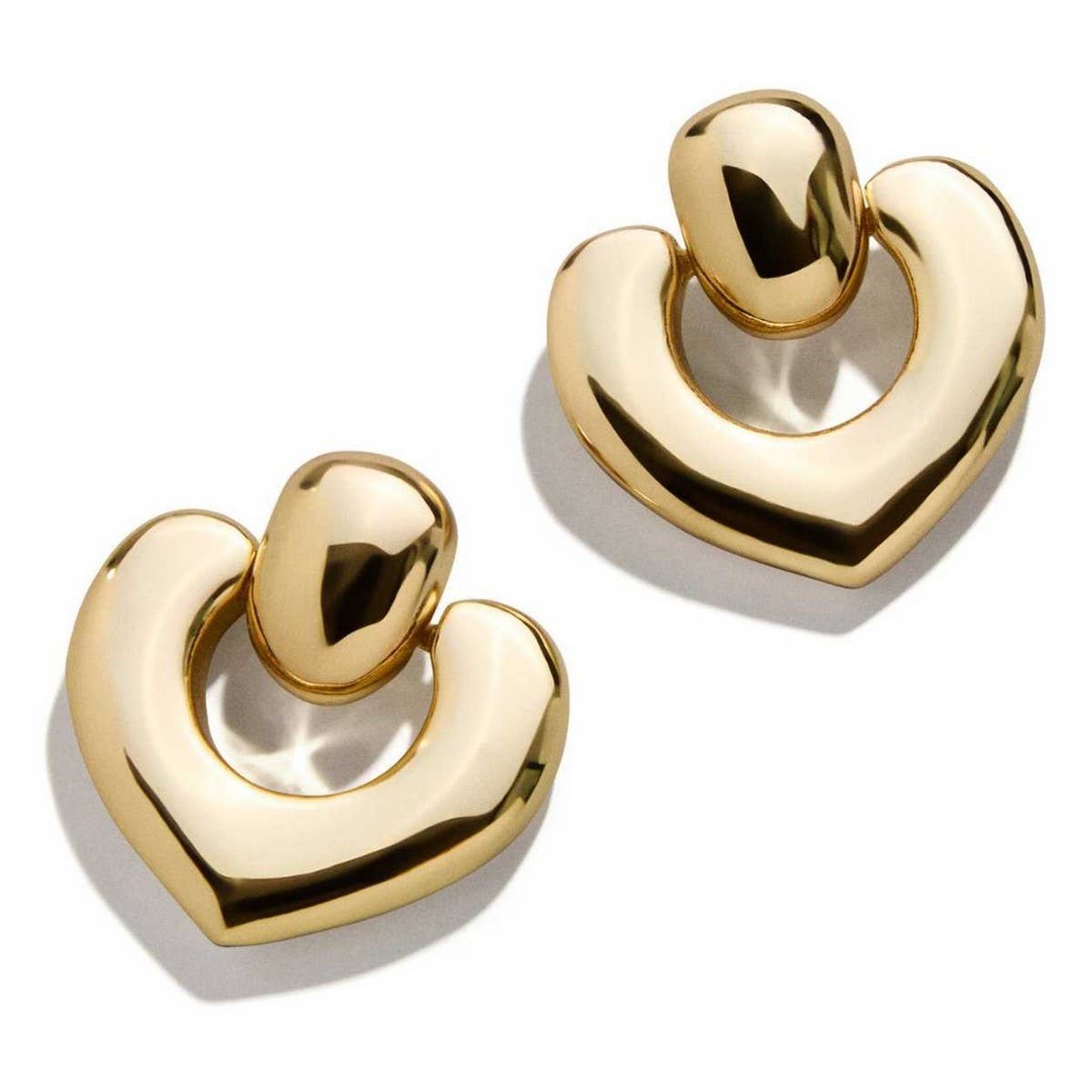 Trendy Irregular Heart Pearl Earrings 18K Gold