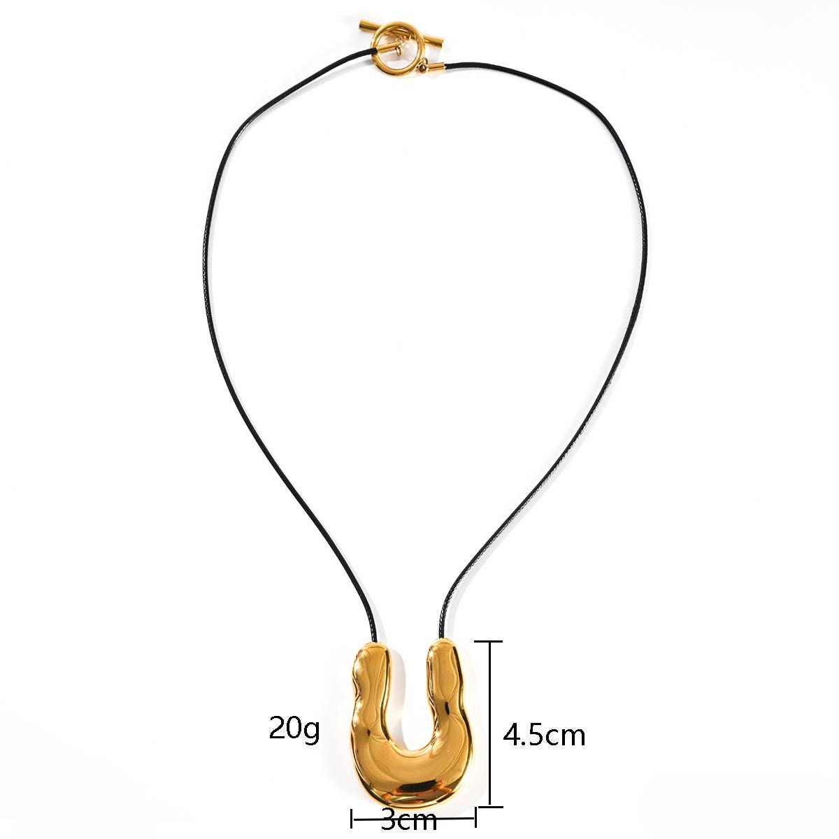 IRREGULAR HORSESHOE PENDANT LEATHER NECKLACE_CWMM8863