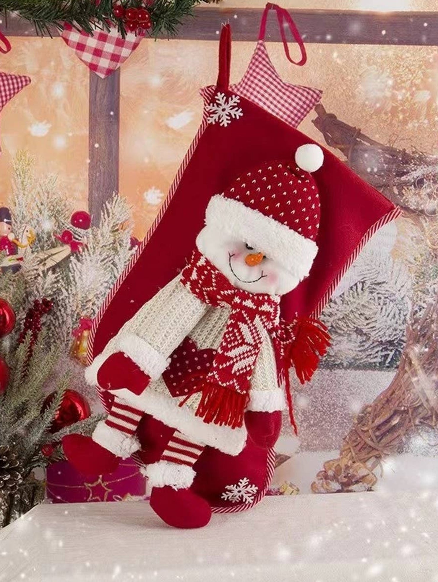 SEQUINED 3D SANTA CLAUS CHRISTMAS STOCKINGS_CWMS1424