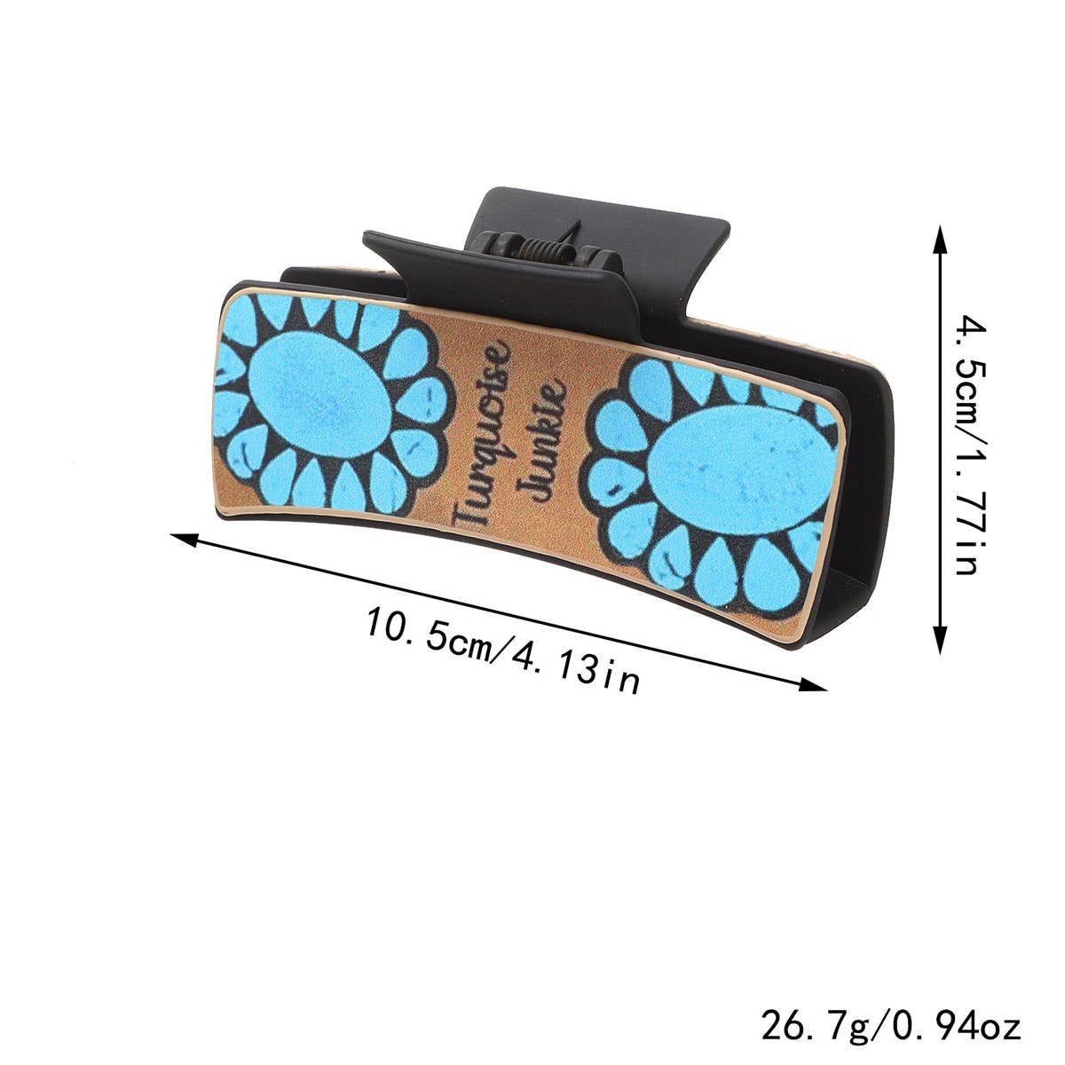 Western Cactus Sunflower Hair Claw Leather Clip_Cwasc1610