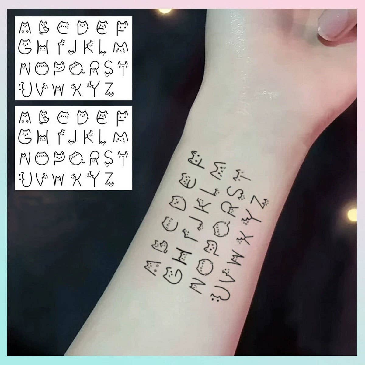 COUPLE CAT LETTER TATTOOS WATERPROOF LASTING_CWMM8223