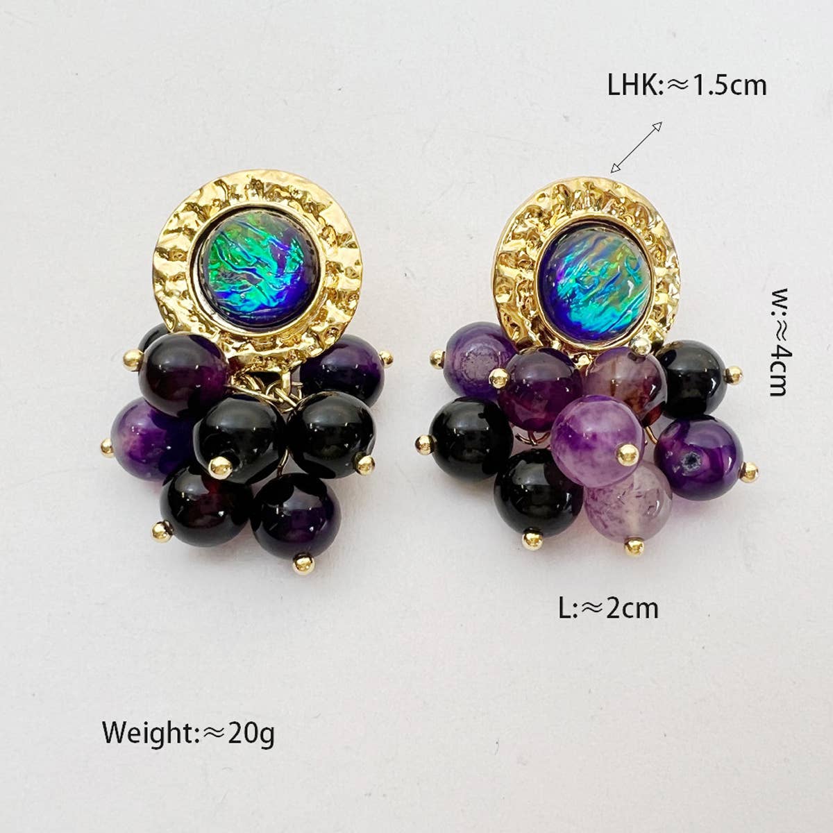 GRAPE SHAPE 925 SILVER NEEDLE STUD EARRINGS_CWAJE1117