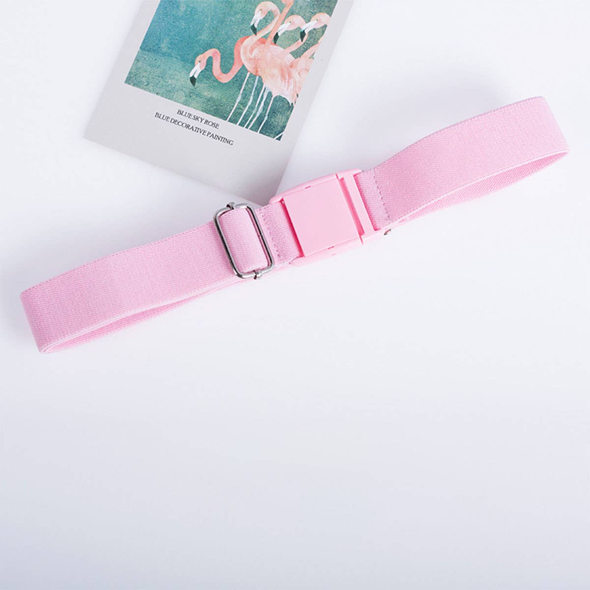 SOLID COLOR PLASTIC BUCKLE ELASTIC BELT_CWABE0681