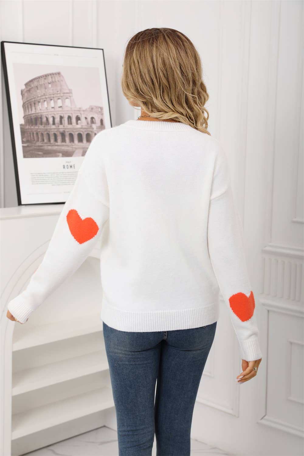 Valentines Day Jacquard Round-Neck Sweater