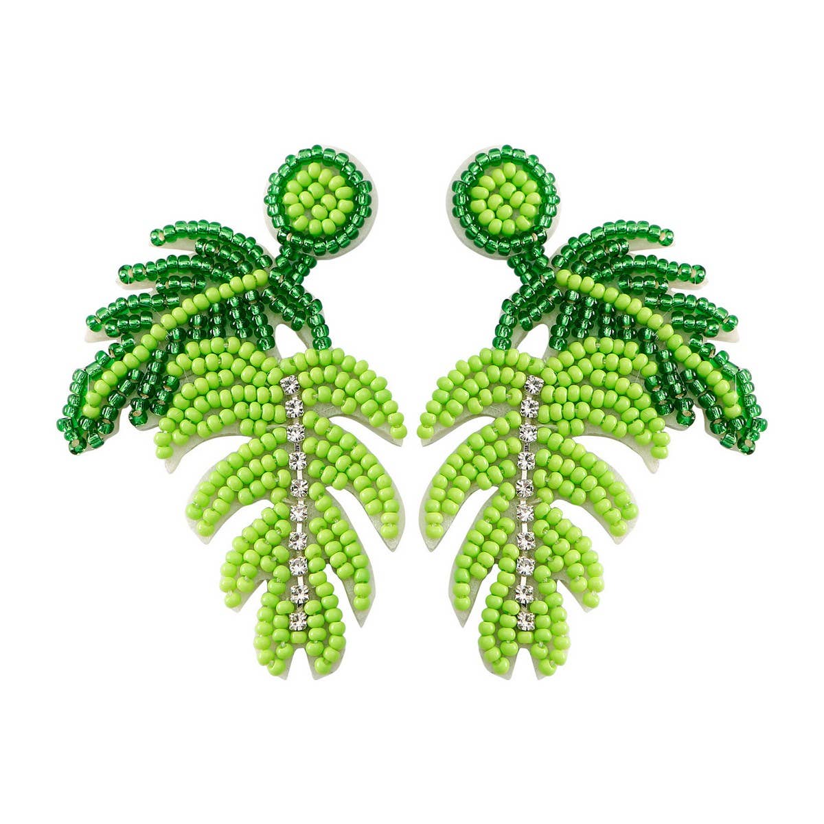 GREEN TURTLE LEAF NICHE HIGH END BEADED EARRINGS_CWAJE1653