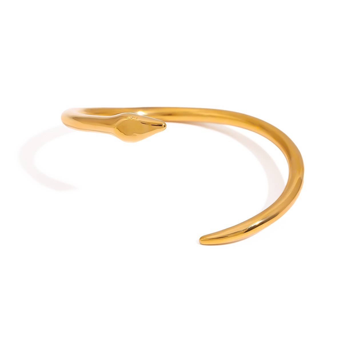 Trendy Hammered Serpent Bangle, 18K Gold Steel