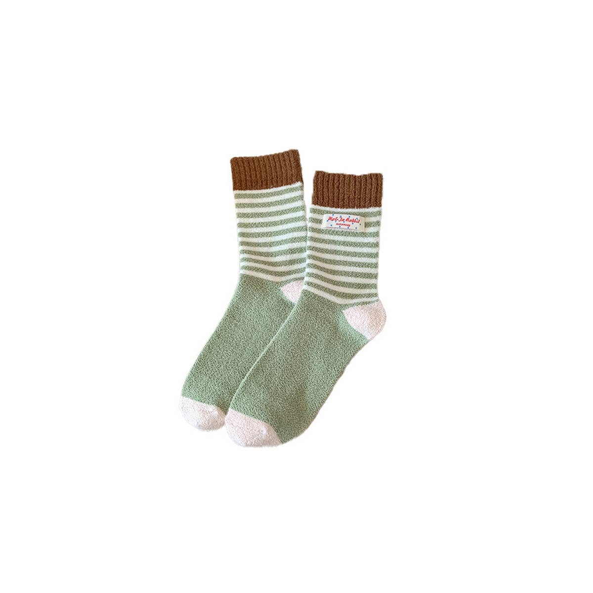 Thick Fleece Striped Crew Slouchy Socks_Cwms03221