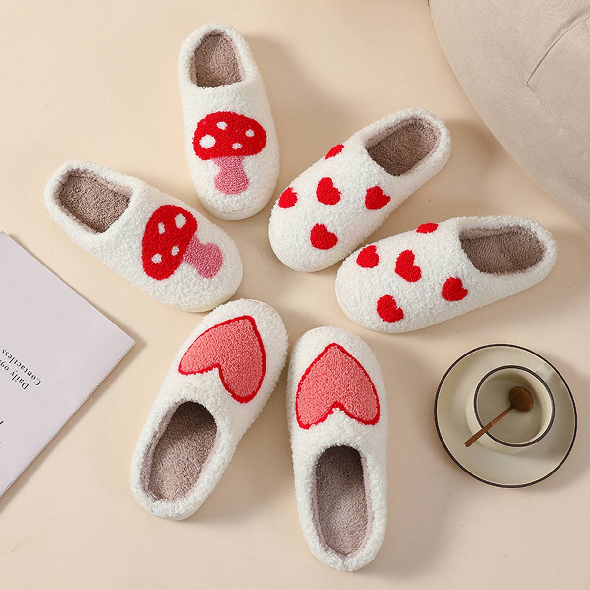 HOME LOVE PATTERN NON SLIP COTTON SLIPPERS_CWSHS0276