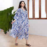 BLUE PORCELAIN PRINT BEACH COVER UP DRESS_CWMM6203