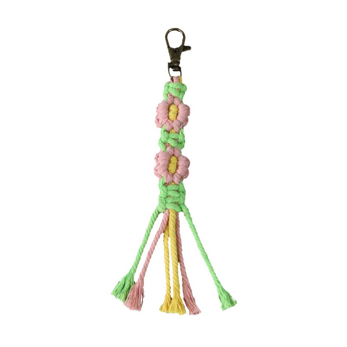 HANDMADE COTTON ROPE FLOWER WOVEN KEYCHAIN_CWMM1569