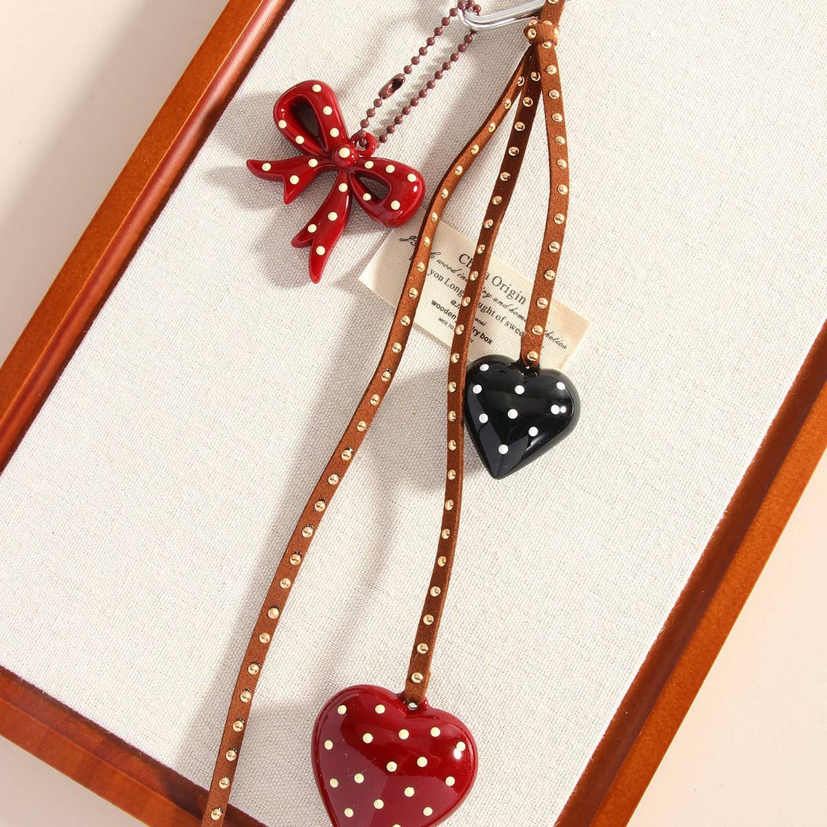 HANDMADE HEART BOW KEYCHAIN BAG PHONE CHARM_CWMM7549