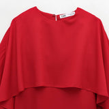 Womens Elegant Cape Sleeve Short Dress