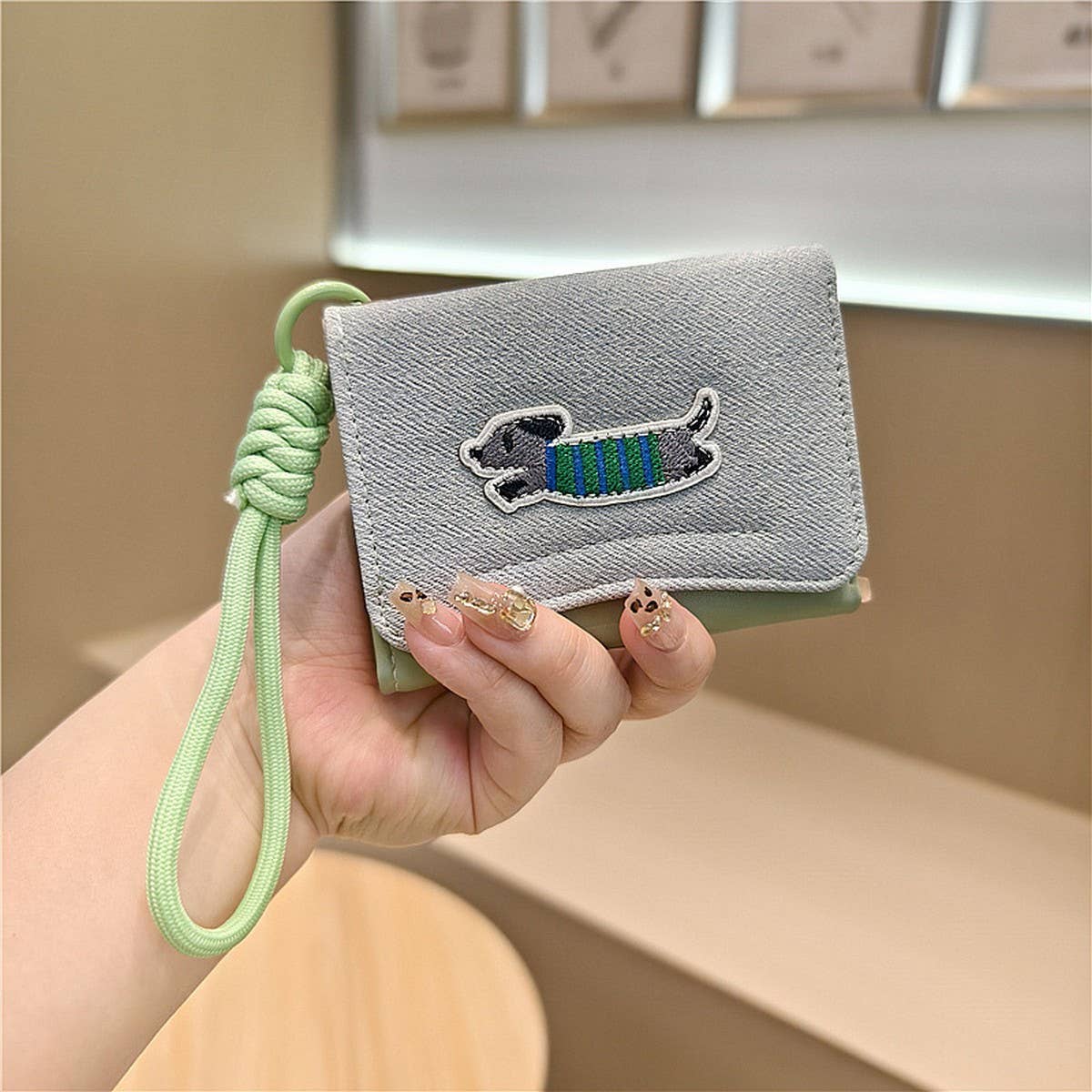 Kawaii Patchwork Mini Trifold Wallet For Girls_Cwab06224
