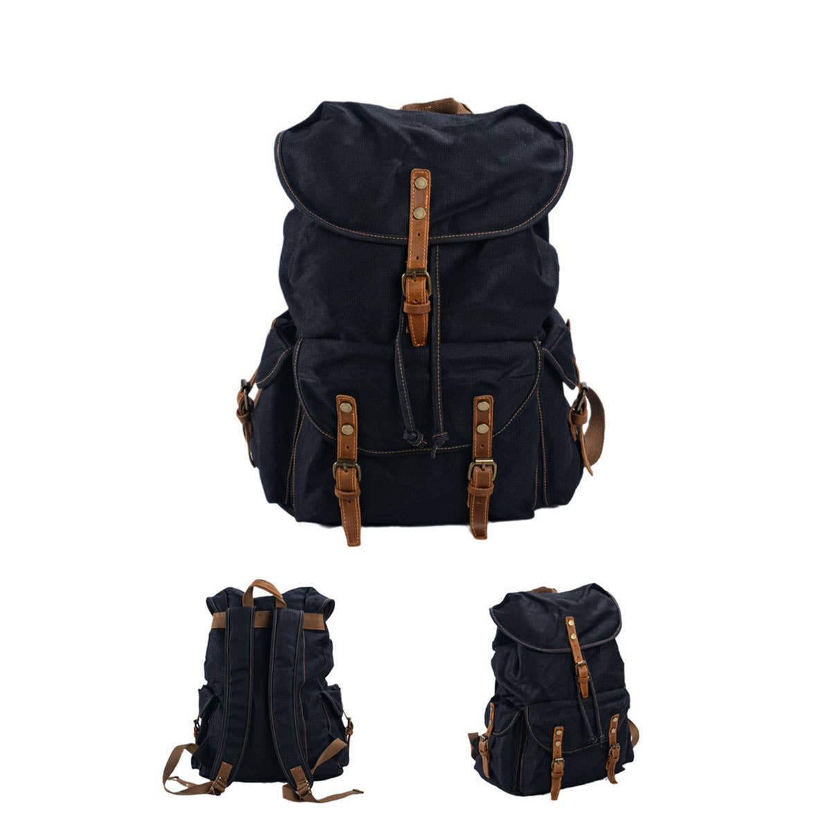 Vintage Waxed Canvas Travel Backpack For Men_Cwab5548