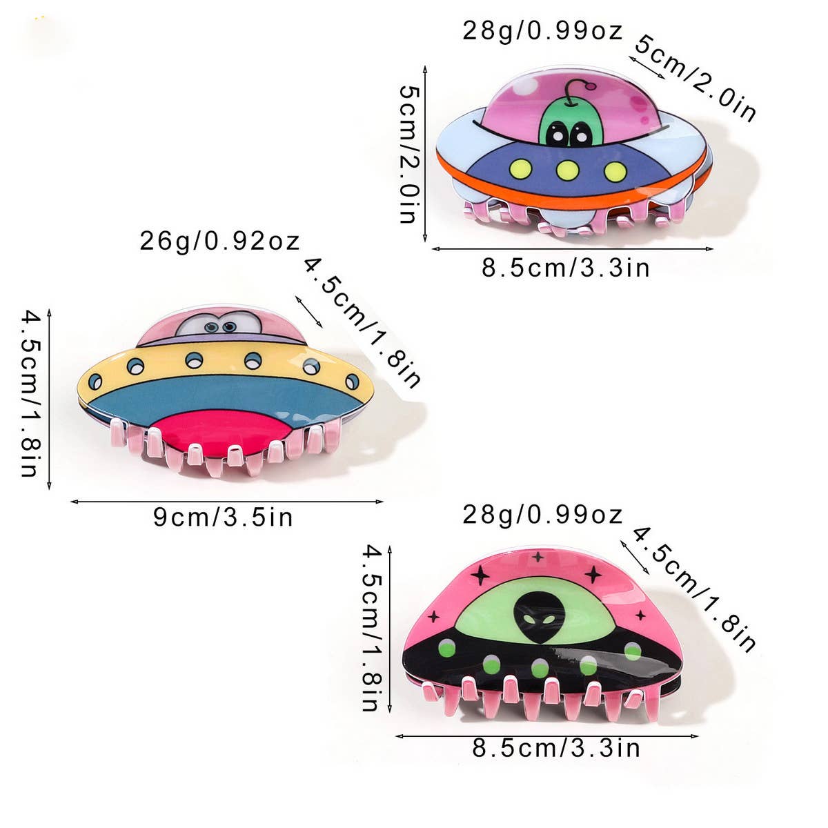 ACRYLIC UFO HAIR CLAW ELEGANT ALIEN SHARK CLIP_CWAHA1637
