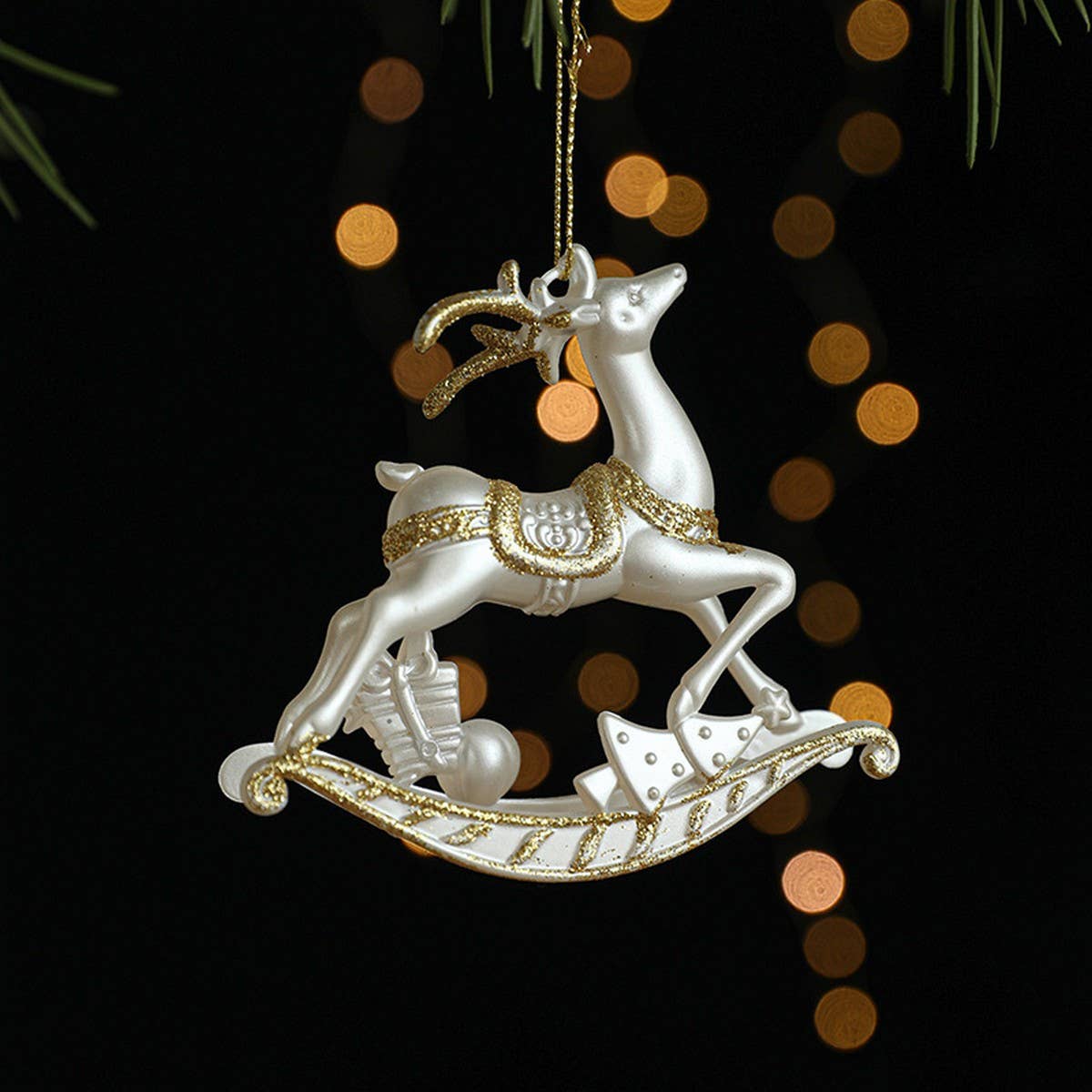 GOLD GLITTER XMAS SLED SANTA ANGEL REINDEER DECOR_CWMM9787