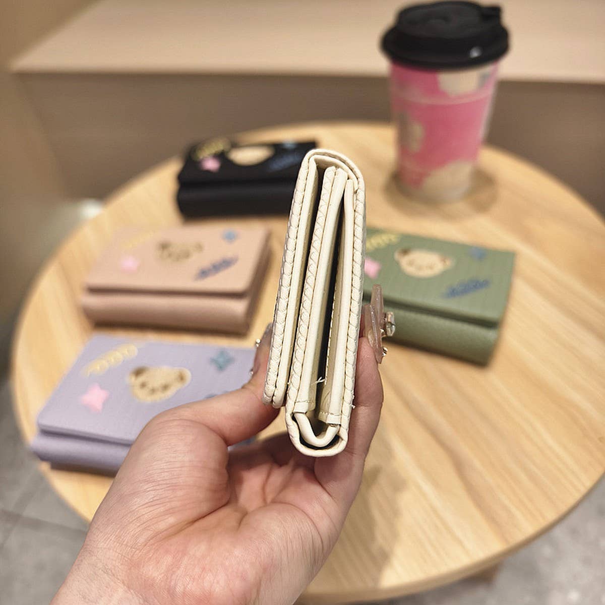 Cute Embroidered Bear Trifold Wallet_Cwab06216