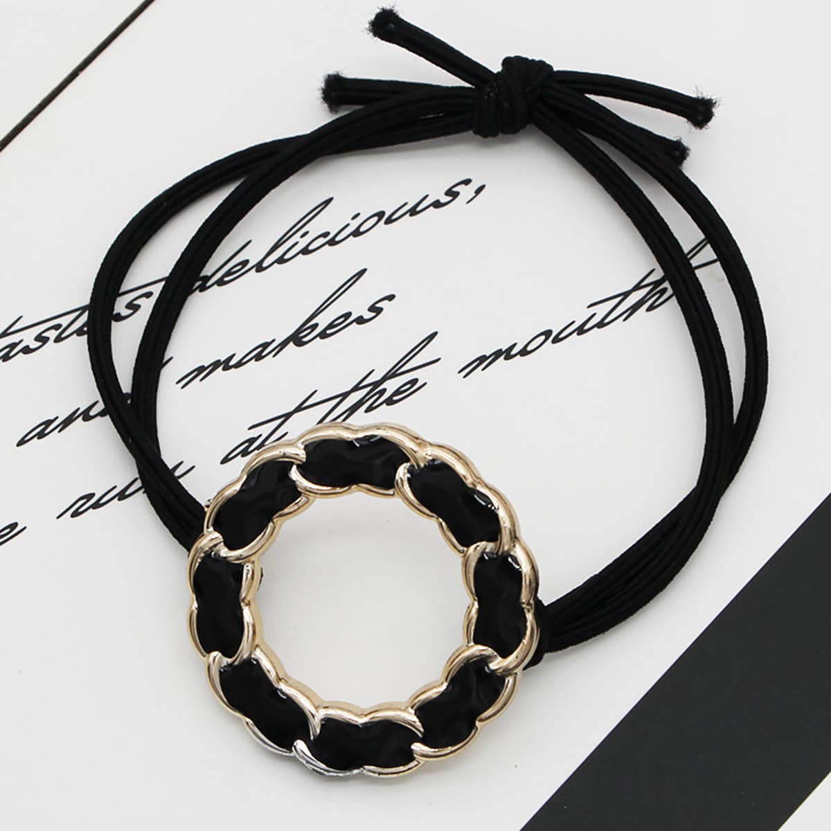 SIMPLE BEADED HAIR TIED WITH RUBBER BANDS HAIR TIE_CWAHA0510