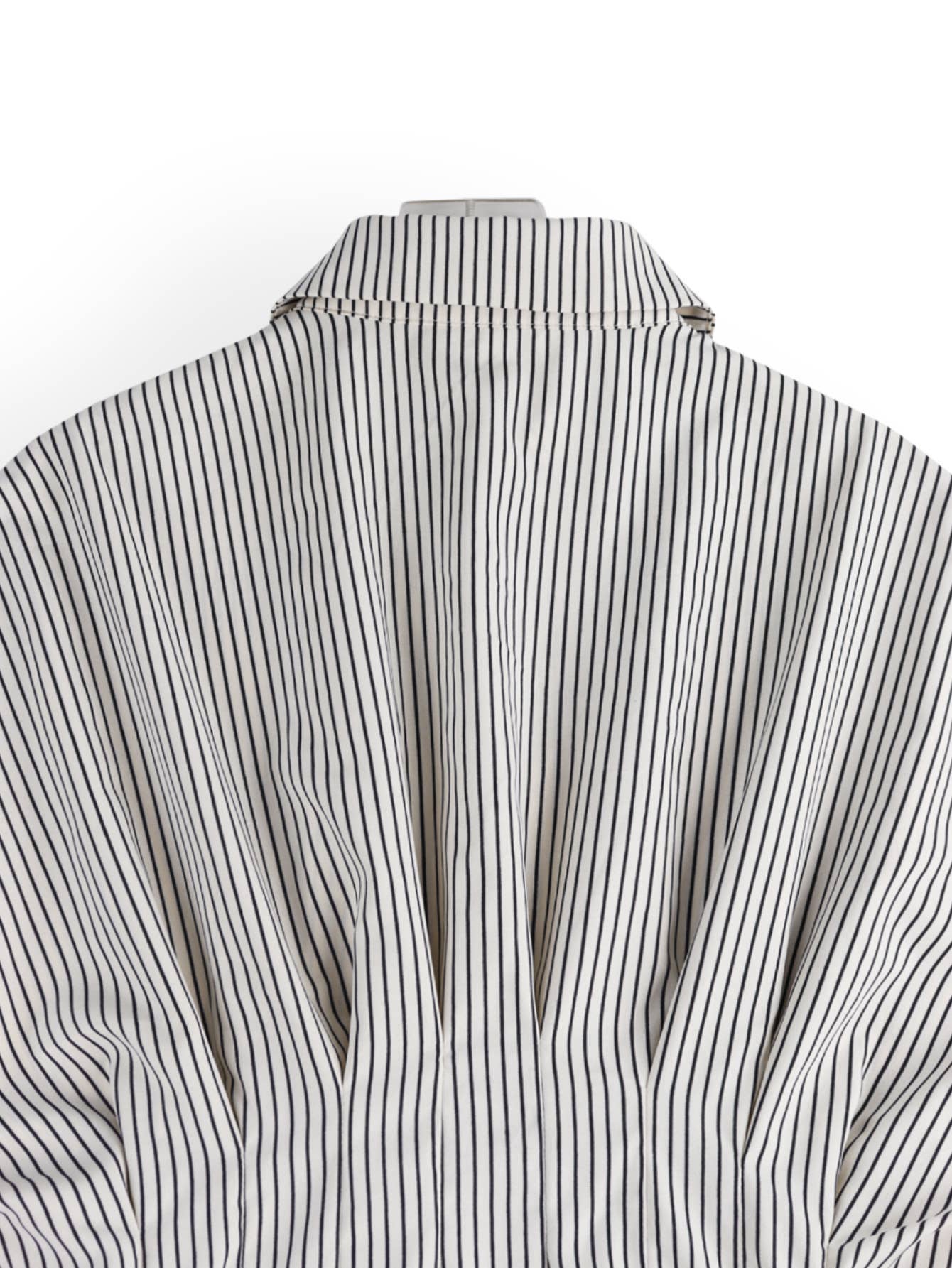 Versatile Striped Pleated Cinched Waist Shirt