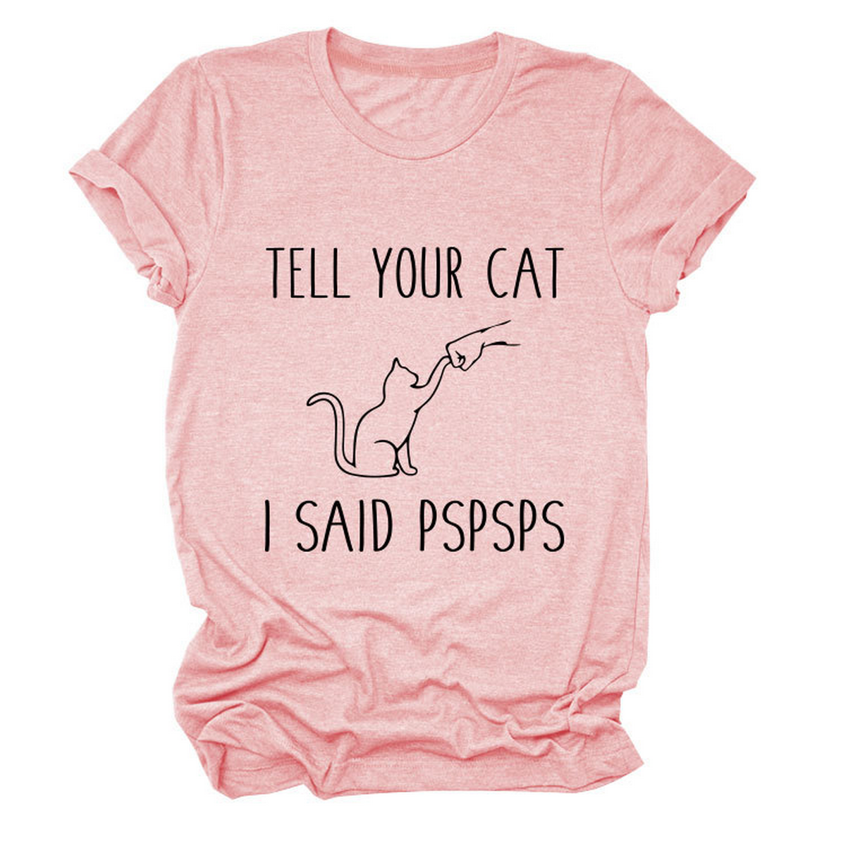 CASUAL CAT PRINT TEE WOMEN S SHORT SLEEVE TOP_CWTTS1519