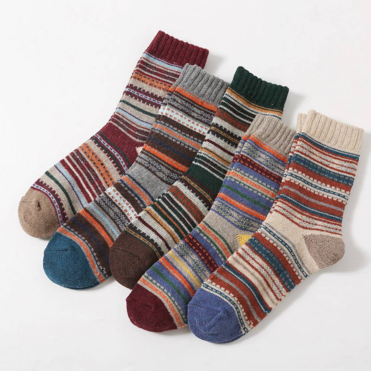 Women Vertical Striped Socks Pairs Per Pack_Cwms0696