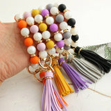SILICONE BEAD BRACELET KEYCHAIN WITH TASSEL_CWAB5026