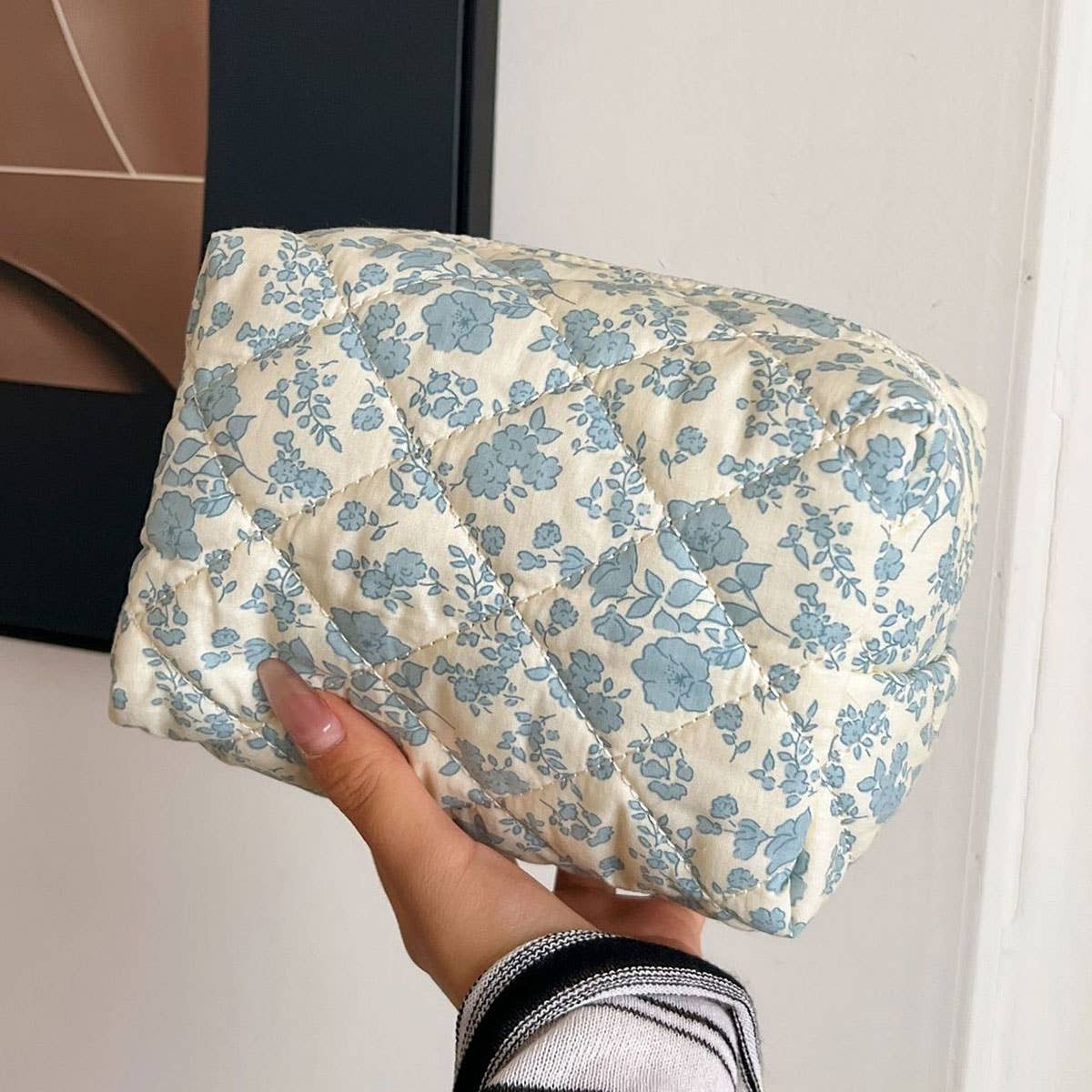 FLORAL COTTON MAKEUP BAG COSMETIC STORAGE POUCH_CWAB4420