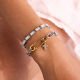 Two-Tone Stainless Steel Paperclip Bracelet,Luxury