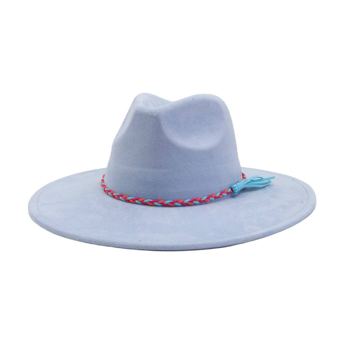 Unisex Suede Wide Brim Fedora Hat Couple Style_Cwah04448