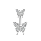DOUBLE BUTTERFLY CZ BELLY RING HYPOALLERGENIC_CWMM9247