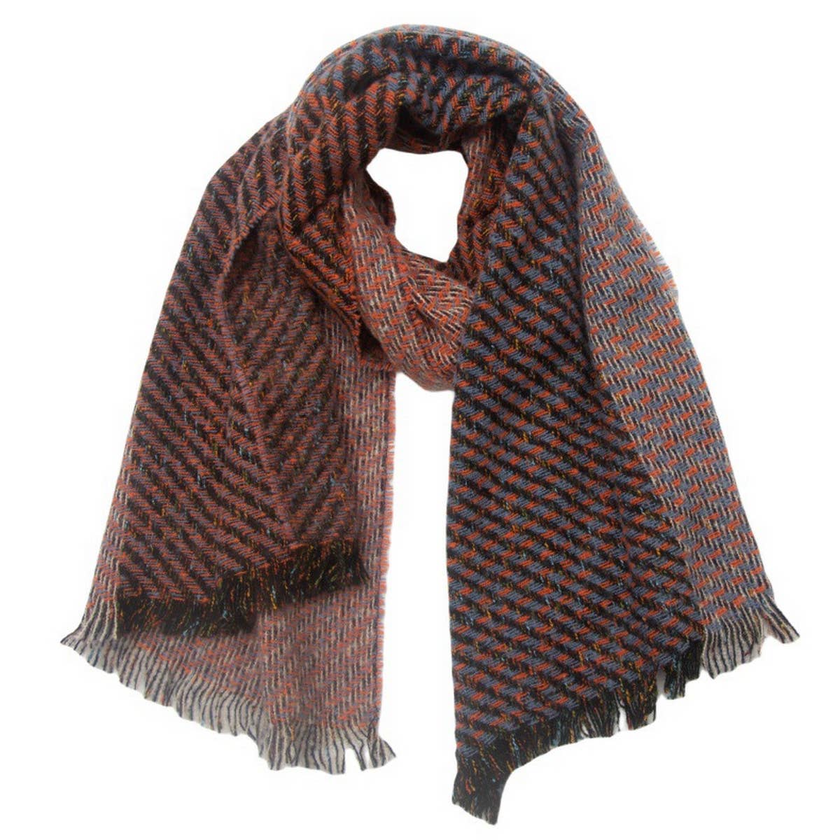 FRINGE PATCHWORK SCARF UNISEX WINTER SHAWL WRAP_CWASC0873