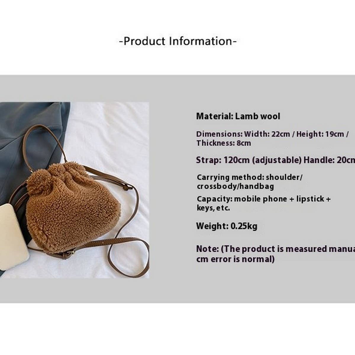 PLUSH WOOL HANDBAG WOMEN SMALL CROSSBODY BAG_CUAB00572