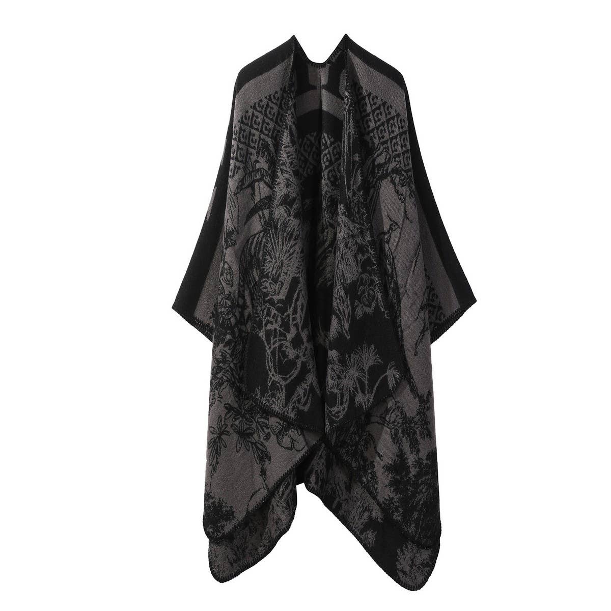 CAPE DARK DOUBLE SIDED WARM OUTER WEAR THICK SHAWL_CWASC2125