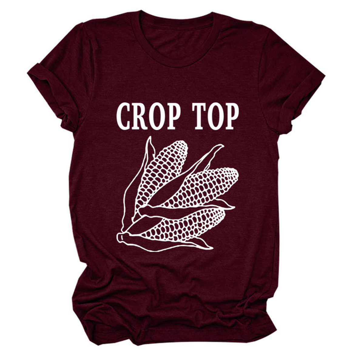 CORN LETTER PRINT TEE WOMEN S CASUAL T SHIRT_CWTTS1502