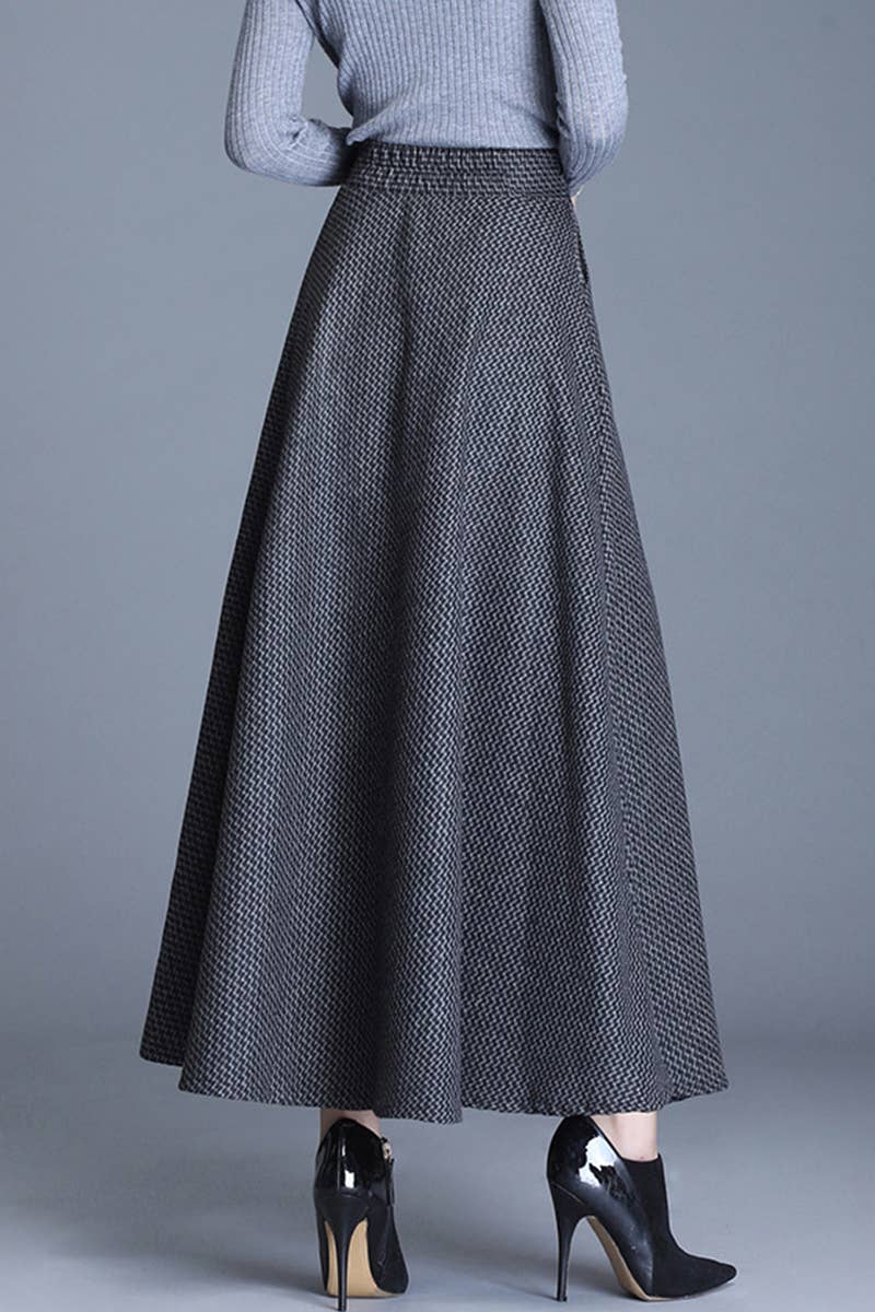 Woolen Thickened Waistline Long Skirt