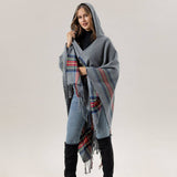 STRIPED TASSEL WARM CLOAK SHAWL SCARF CAPE_CWASC2270