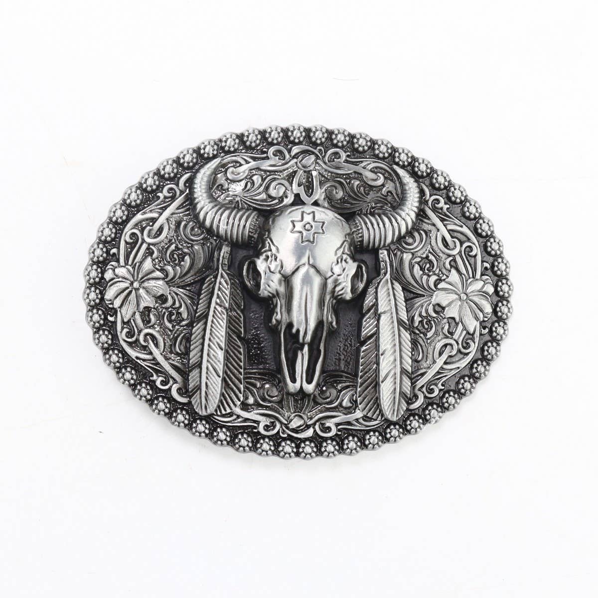 Western Style Bull Head Belt Buckle_Cwabe0427