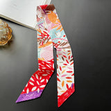 Narrow Decorative Silk Scarf With Tieable Bow_Cwasc0741