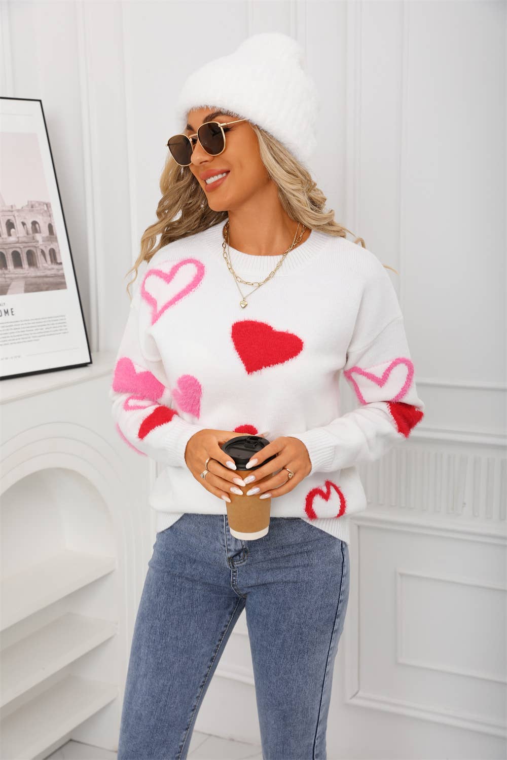 Valentines Day Little Hearts Jacquard Sweater