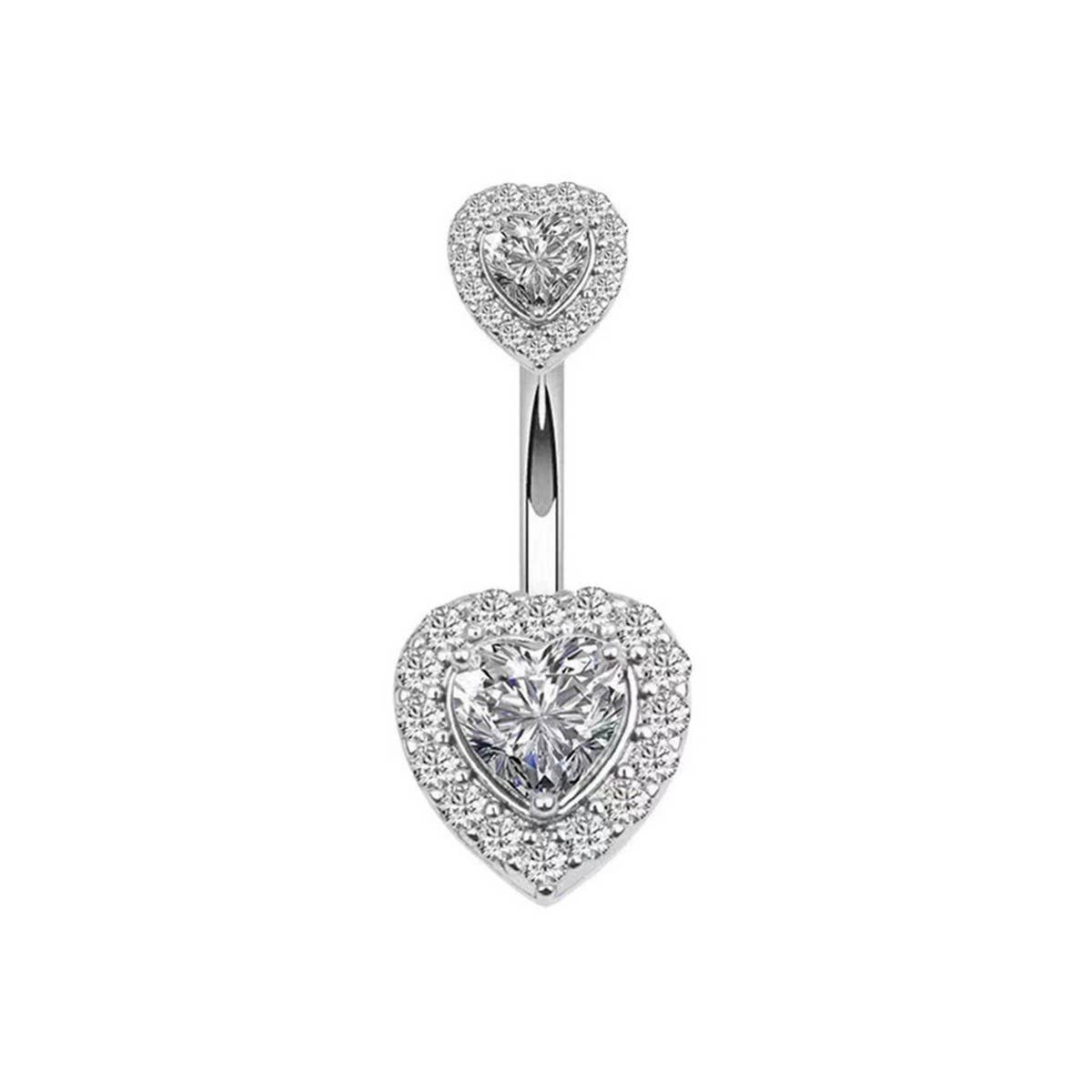 BUTTERFLY HEART BELLY BUTTON RING ZIRCON GEM_CWMM9182