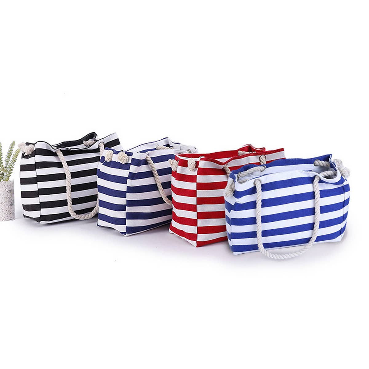 LARGE CAPACITY TRAVEL STRIPED PORTABLE CANVAS BAG_CUAB0227