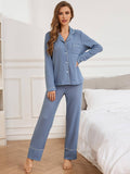Waffle Long Sleeve Shirt And Trousers Two Sets