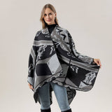 RETRO CARTOON STYLE KNITTED CAPE WARM SHAWL_CWASC2249