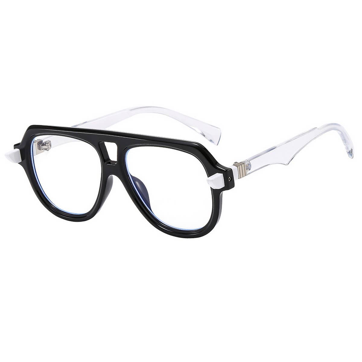 RETRO SPORTY DOUBLE BRIDGE COLORBLOCK SUNGLASSES_CWASG1197