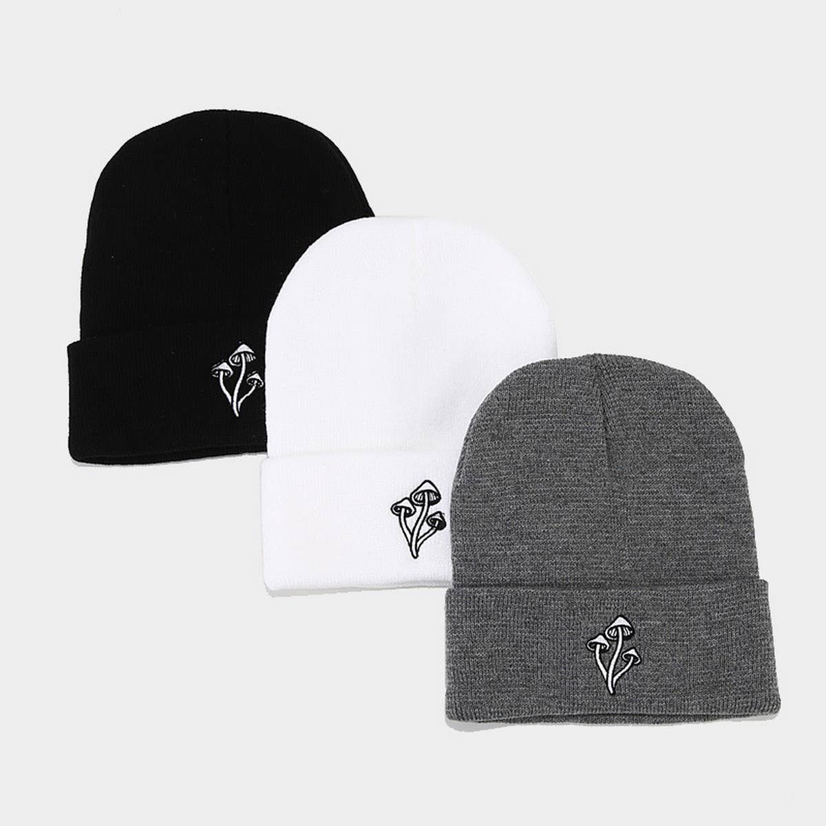 MUSHROOM EMBROIDERED KNITTED HAT SIMPLE _CWAH2089