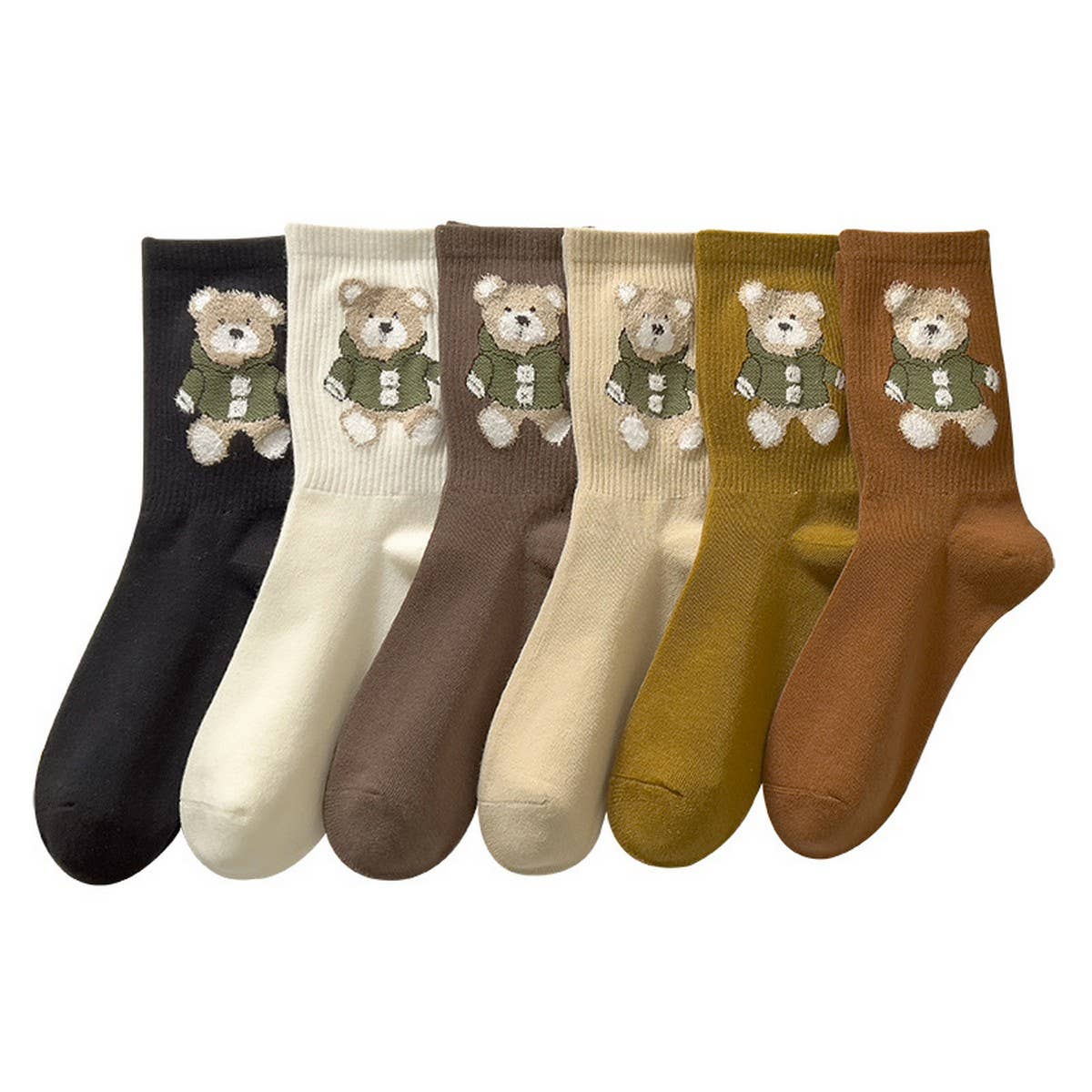 CUTE CARTOON BEAR WOMENS MID LENGTH SOCKS_CWMS1117