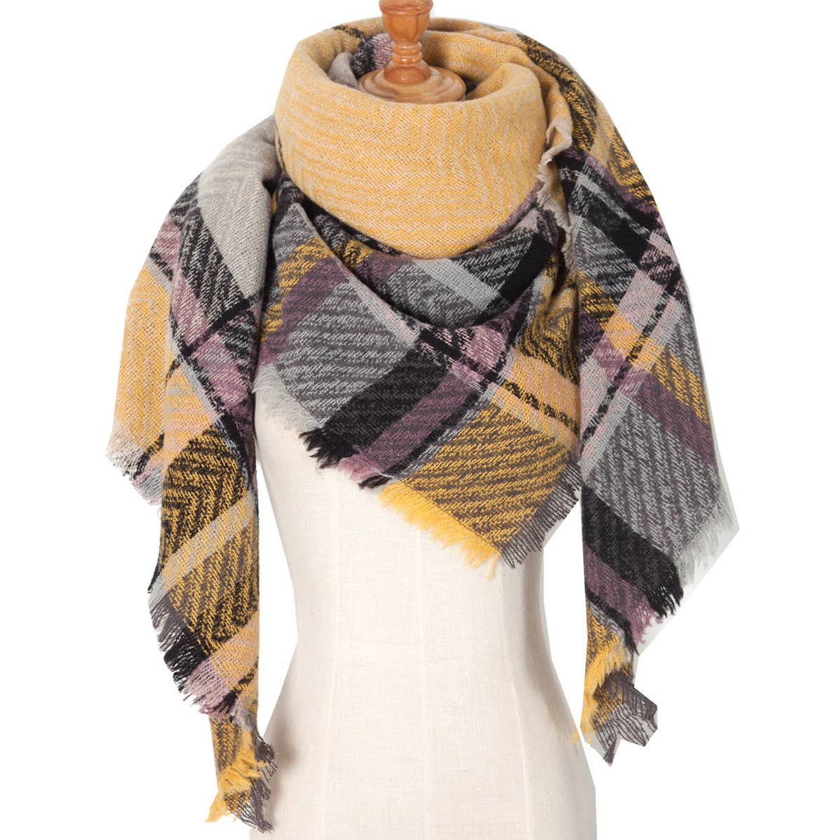 PLAID TRIANGLE SCARF FOR FALL WINTER WHOLESALE_CWASC0110