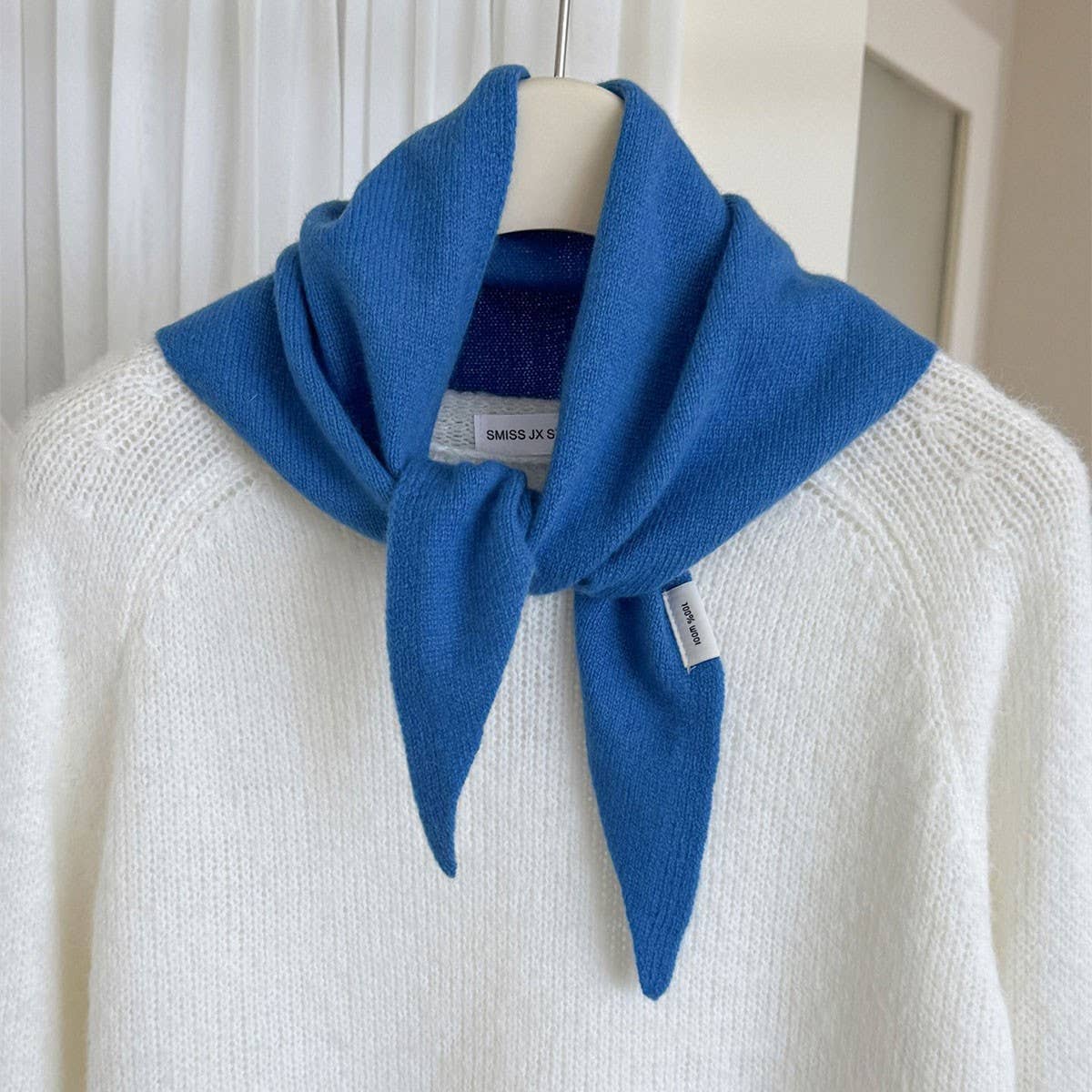 Pure Wool Knit Triangle Scarf Multi-Use_Cwov00279