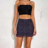 PRINTED MESH SKIRT DOUBLE LAYER SLIM HIP SKIRT_CWAB4794
